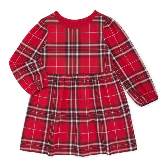 NEW Garanimals Toddler Girl Holiday Long Sleeve RED Plaid Knit Dress SIZE 4T - Picture 1 of 3